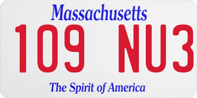MA license plate 109NU3