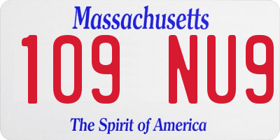 MA license plate 109NU9