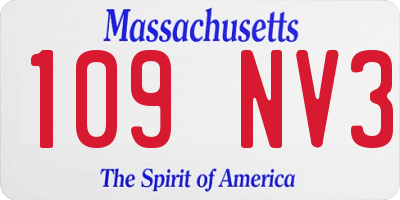 MA license plate 109NV3