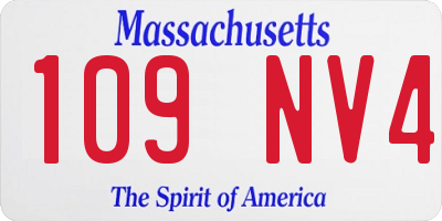MA license plate 109NV4
