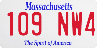 MA license plate 109NW4
