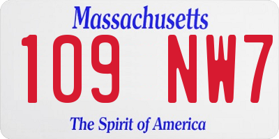 MA license plate 109NW7