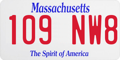 MA license plate 109NW8