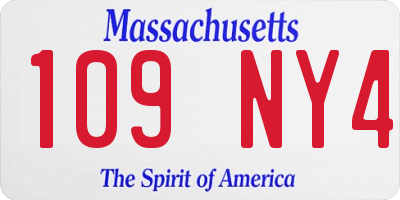 MA license plate 109NY4