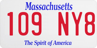 MA license plate 109NY8