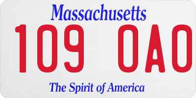 MA license plate 109OA0