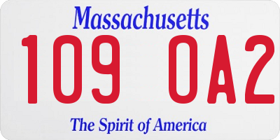 MA license plate 109OA2