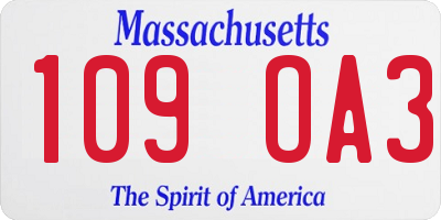 MA license plate 109OA3