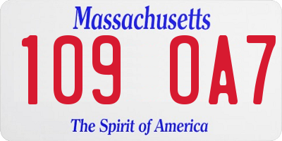 MA license plate 109OA7