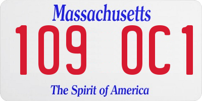 MA license plate 109OC1