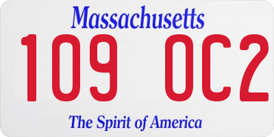 MA license plate 109OC2