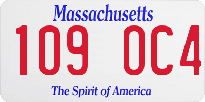 MA license plate 109OC4