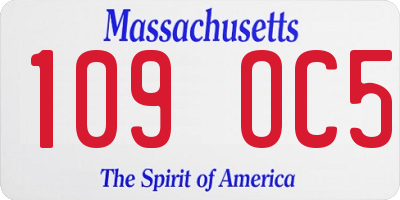 MA license plate 109OC5