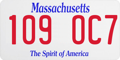 MA license plate 109OC7