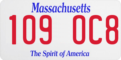 MA license plate 109OC8