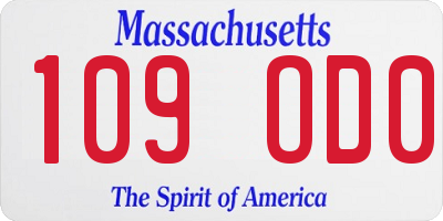 MA license plate 109OD0