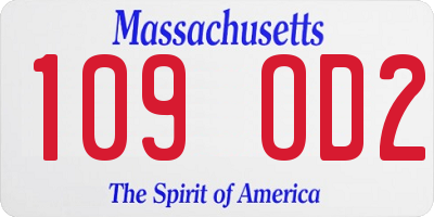 MA license plate 109OD2