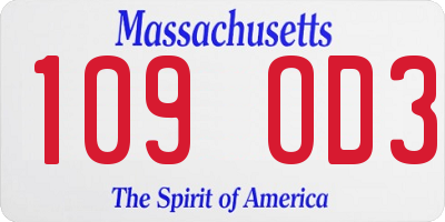 MA license plate 109OD3