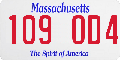 MA license plate 109OD4