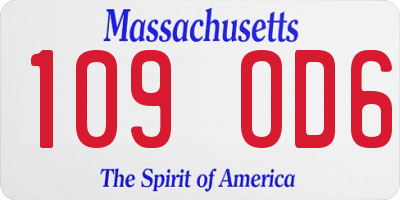 MA license plate 109OD6