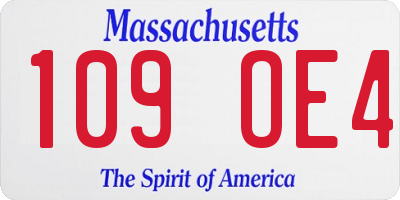 MA license plate 109OE4