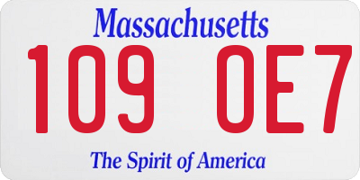 MA license plate 109OE7