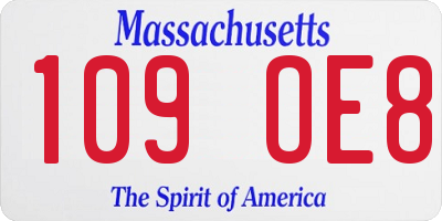 MA license plate 109OE8