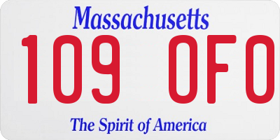 MA license plate 109OF0