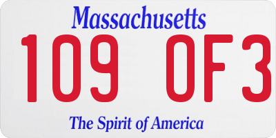 MA license plate 109OF3