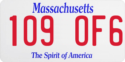 MA license plate 109OF6