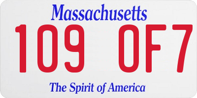 MA license plate 109OF7