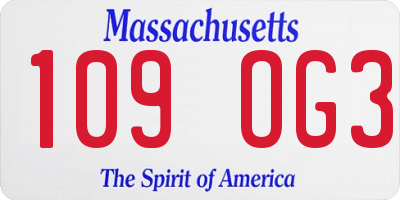 MA license plate 109OG3