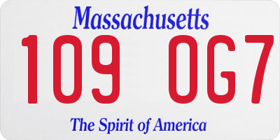 MA license plate 109OG7