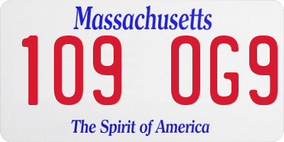 MA license plate 109OG9