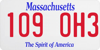 MA license plate 109OH3