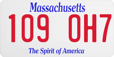 MA license plate 109OH7