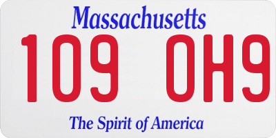 MA license plate 109OH9