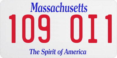 MA license plate 109OI1