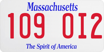 MA license plate 109OI2