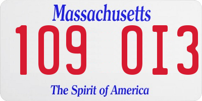 MA license plate 109OI3