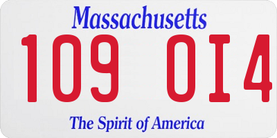 MA license plate 109OI4