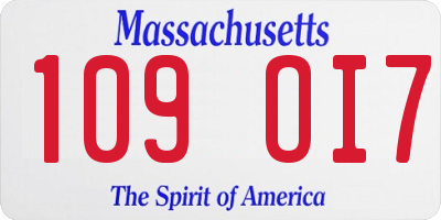 MA license plate 109OI7