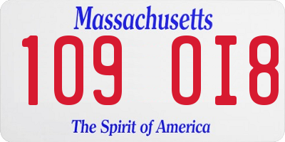 MA license plate 109OI8