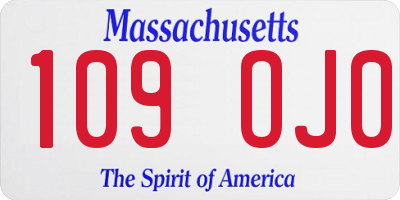 MA license plate 109OJ0