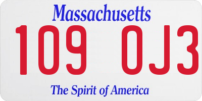 MA license plate 109OJ3