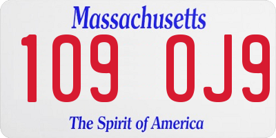 MA license plate 109OJ9