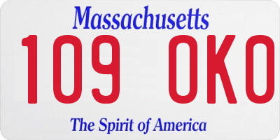 MA license plate 109OK0