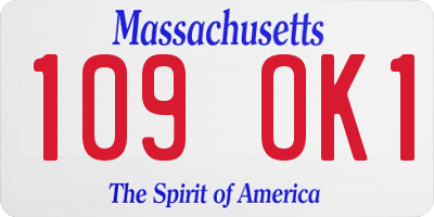 MA license plate 109OK1