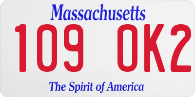 MA license plate 109OK2