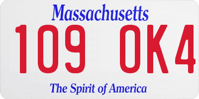 MA license plate 109OK4